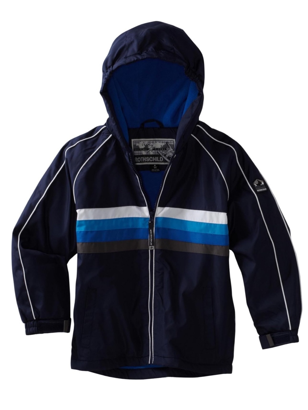 Rothschild Boys Fleece Lined Midweight Striped Long Sleeve Hooded Jacket Coat